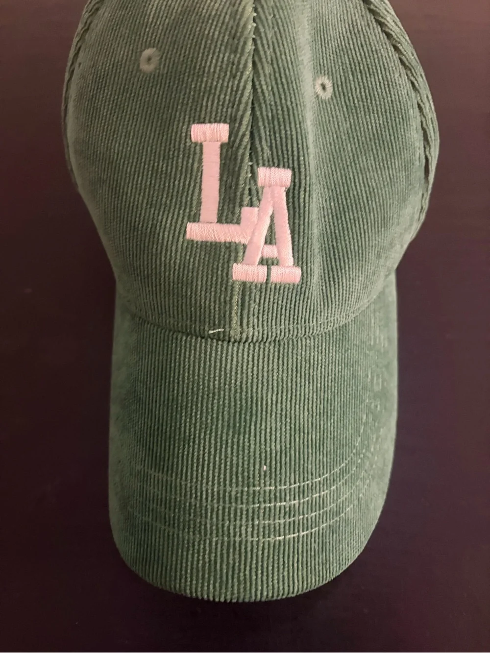 Green Corduroy LA Baseball Cap